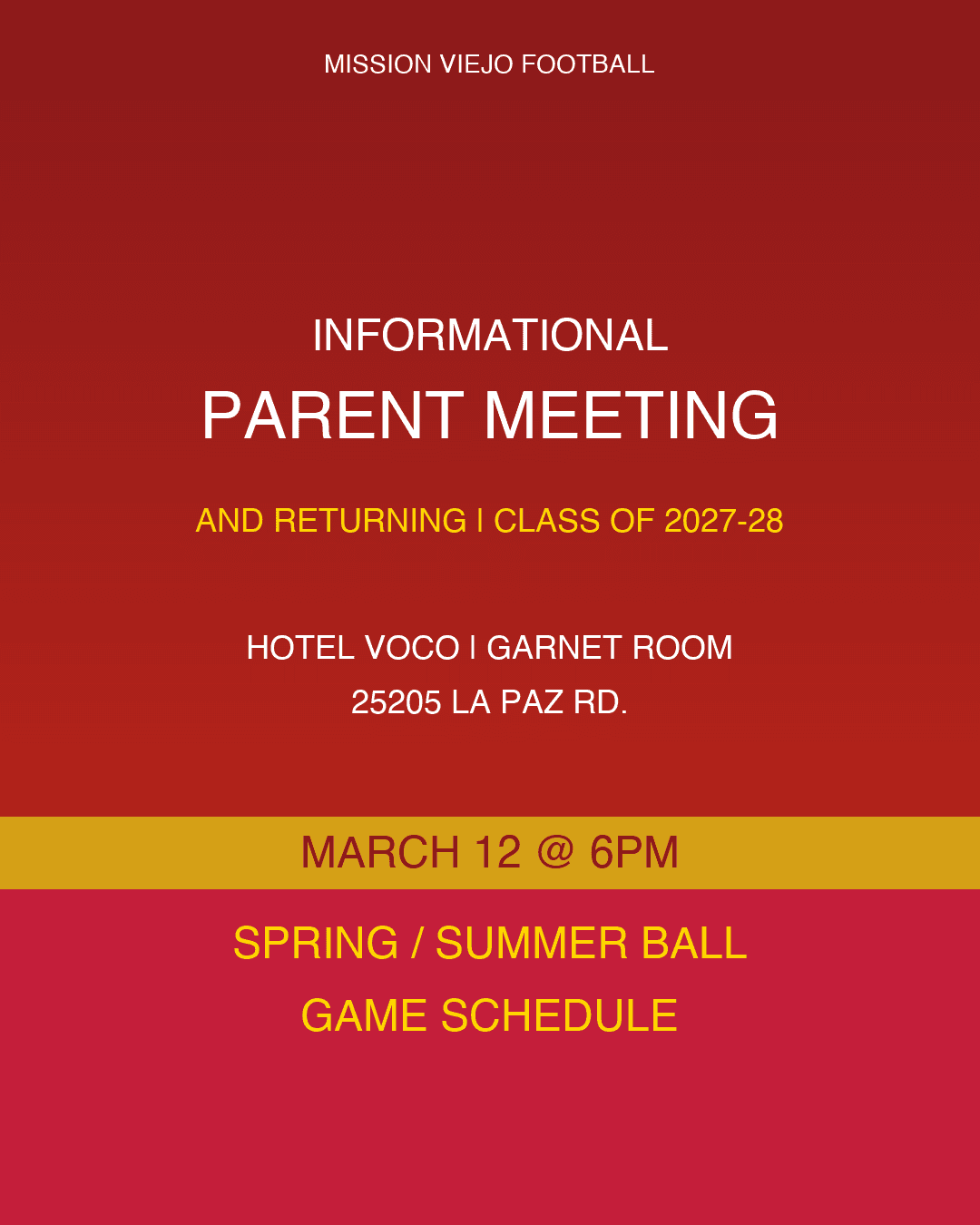 Informational Parent Meeting - March 12 at 6PM